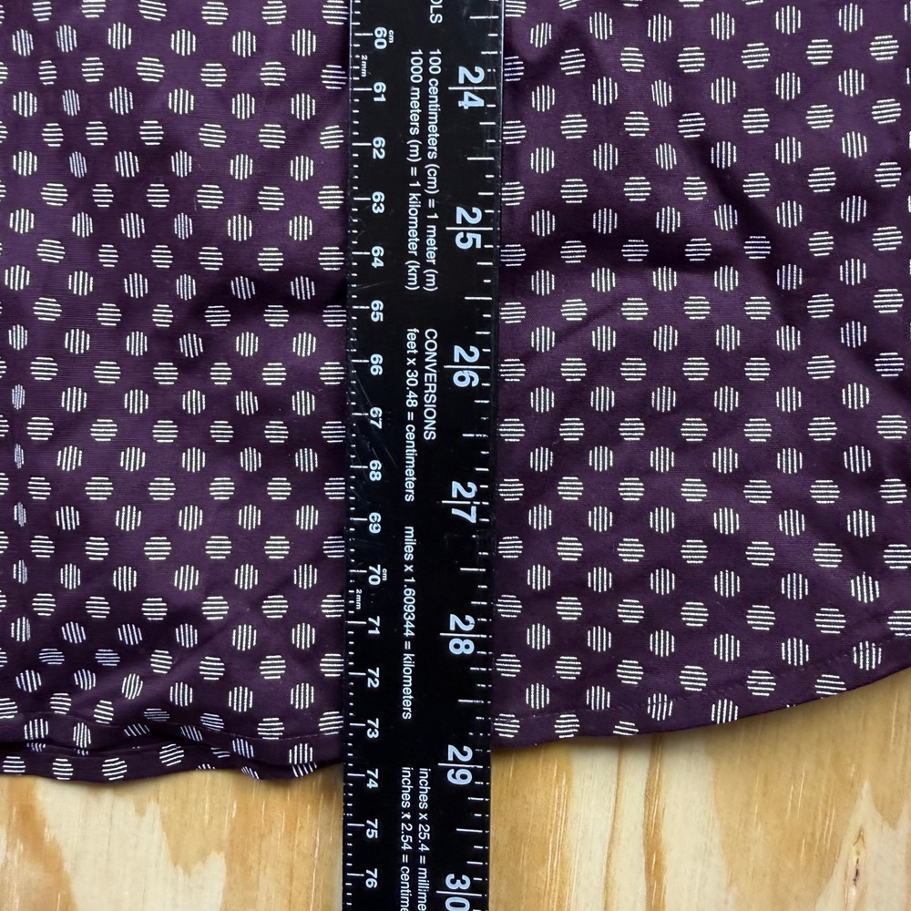 Express Slim 1MX Men Medium Burgundy Polka Dot Long Sleeve Button Down Shirt NWT - Picture 3 of 6